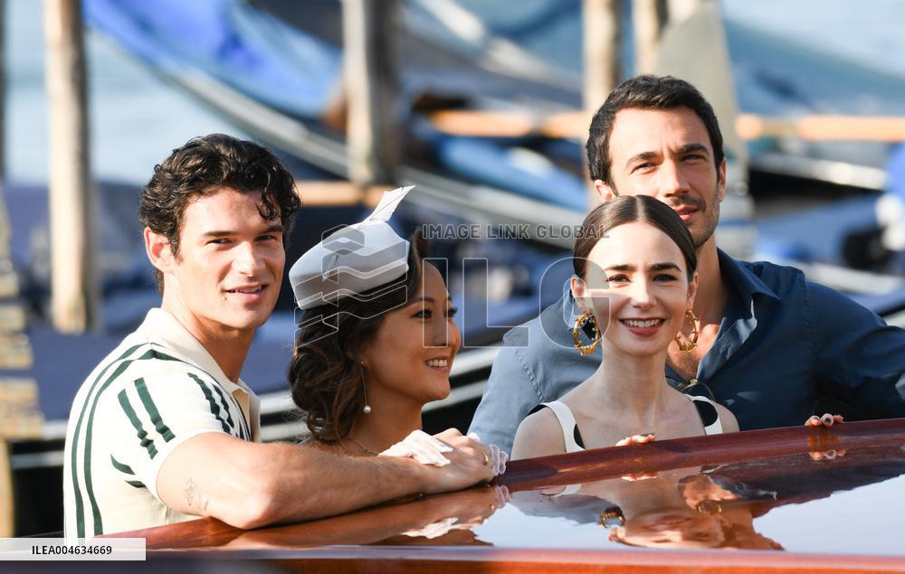 Lily Collins and Cast on Emily in Paris Set in Venice - Italy