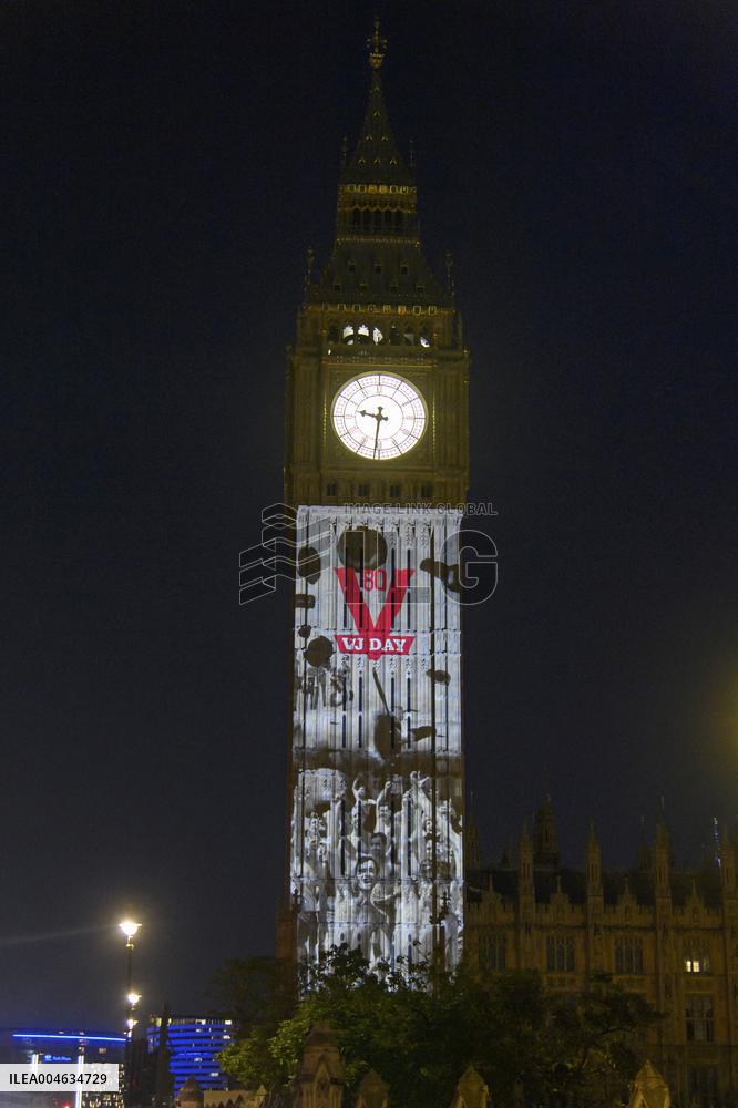 London Lights Up for 80th VJ Day Commemoration - UK
