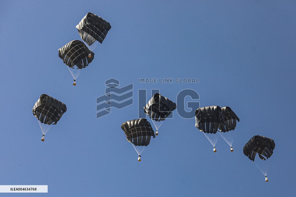 Gaza City Food Aid Airdrop - Gaza