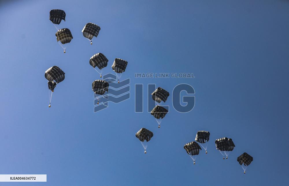 Gaza City Food Aid Airdrop - Gaza