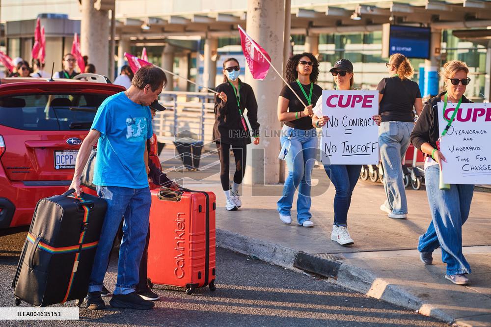 Air Canada Flight Attendants Strike at Toronto Airport - Canada