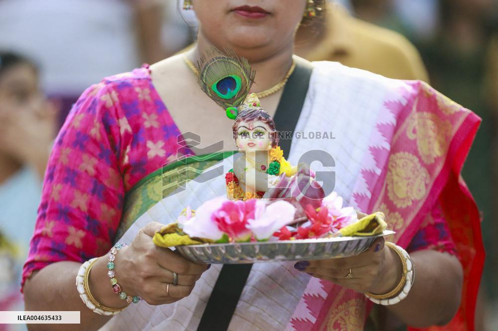 Hindus Celebrate The Birth of Hindu God Lord Krishna - Dhaka