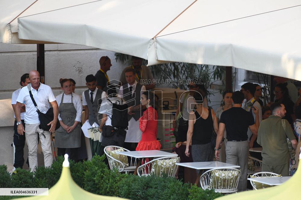 Lily Collins and Eugenio Franceschini on Emily in Paris Set - Venice