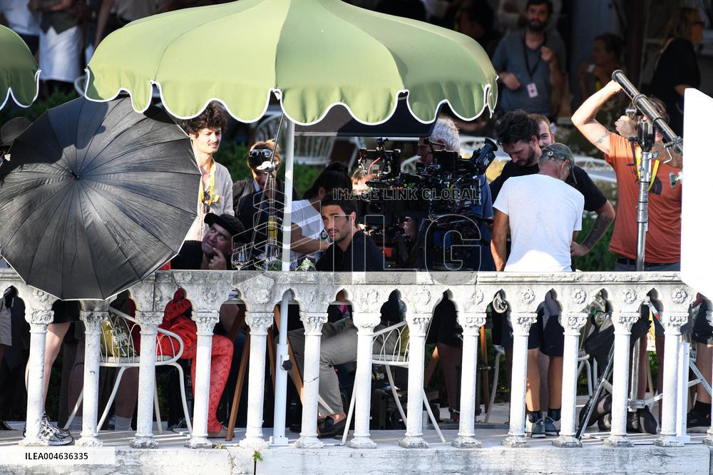Lily Collins and Eugenio Franceschini on Emily in Paris Set - Venice
