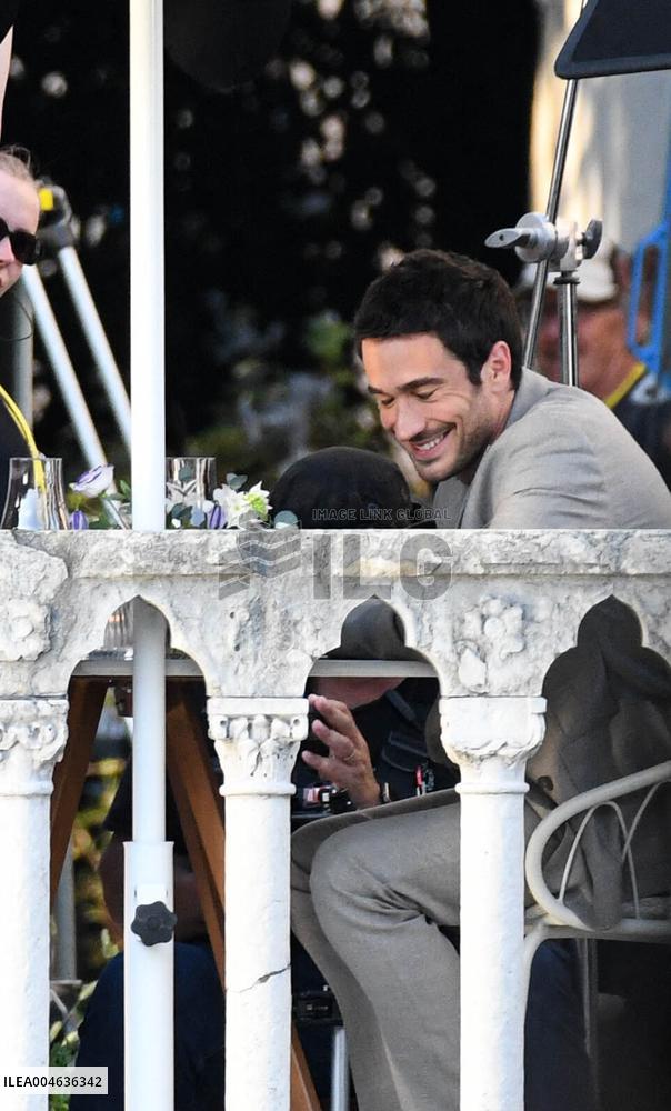 Lily Collins and Eugenio Franceschini on Emily in Paris Set - Venice