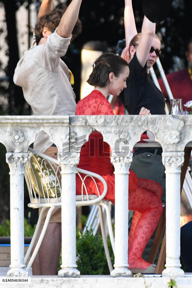 Lily Collins and Eugenio Franceschini on Emily in Paris Set - Venice