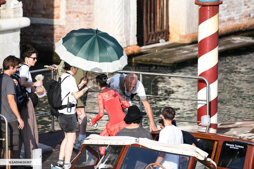 Lily Collins Back at Palazzo Franchetti for Emily in Paris Filming - Venice