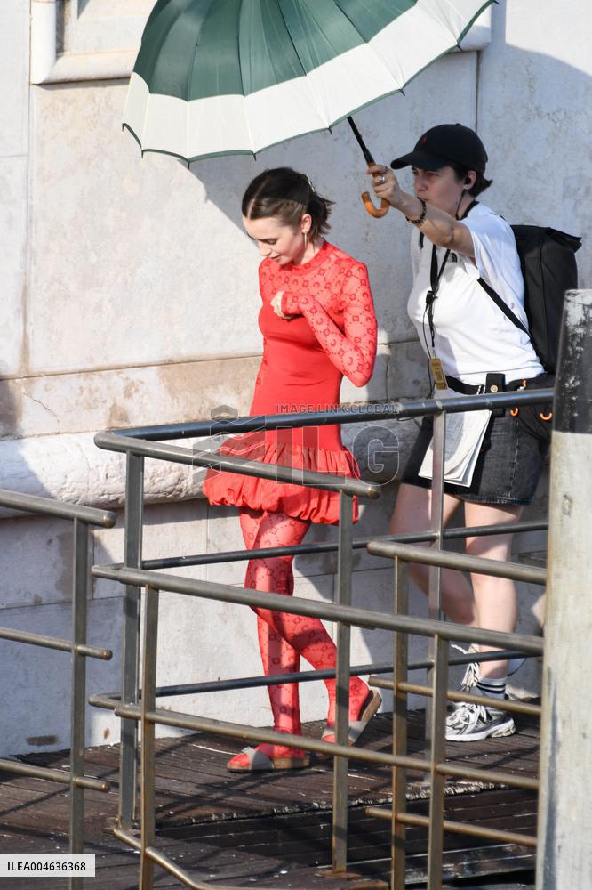 Lily Collins Back at Palazzo Franchetti for Emily in Paris Filming - Venice