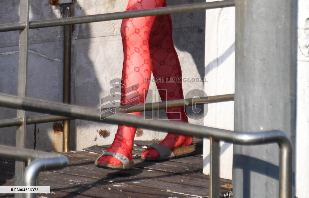 Lily Collins Back at Palazzo Franchetti for Emily in Paris Filming - Venice