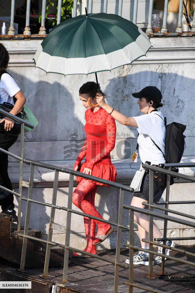 Lily Collins Back at Palazzo Franchetti for Emily in Paris Filming - Venice