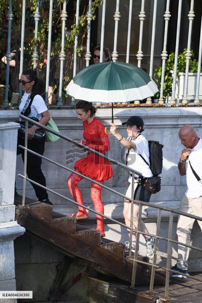 Lily Collins Back at Palazzo Franchetti for Emily in Paris Filming - Venice