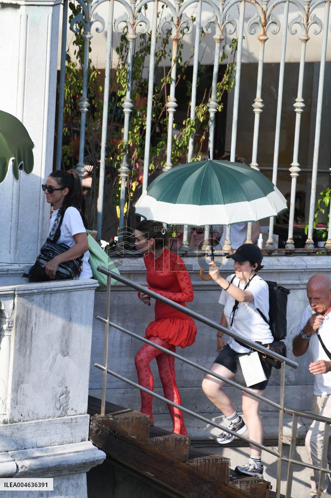 Lily Collins Back at Palazzo Franchetti for Emily in Paris Filming - Venice