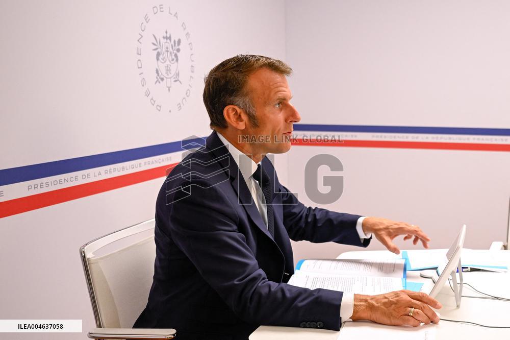 Videoconference Between Emmanuel Macron And The Coalition Of The Willing - Bormes-les-Mimosas