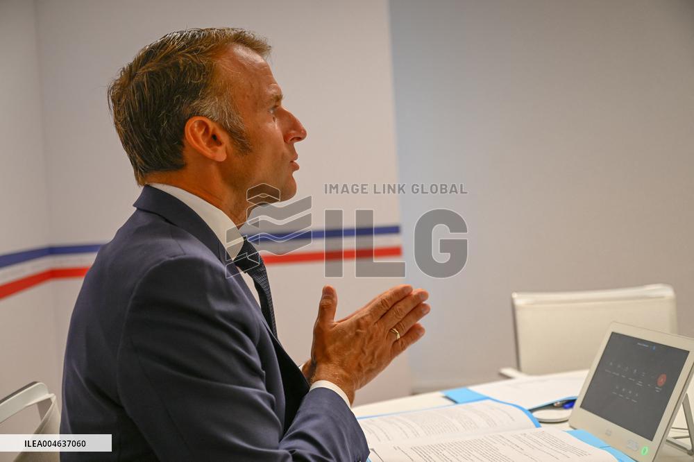 Videoconference Between Emmanuel Macron And The Coalition Of The Willing - Bormes-les-Mimosas