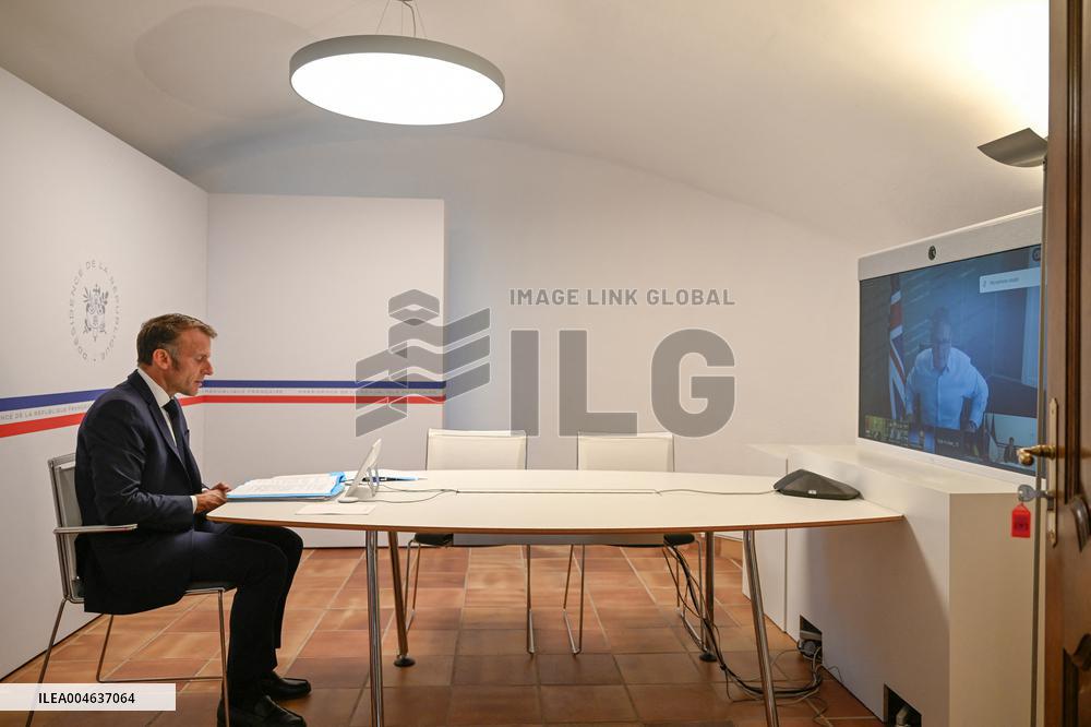 Videoconference Between Emmanuel Macron And The Coalition Of The Willing - Bormes-les-Mimosas