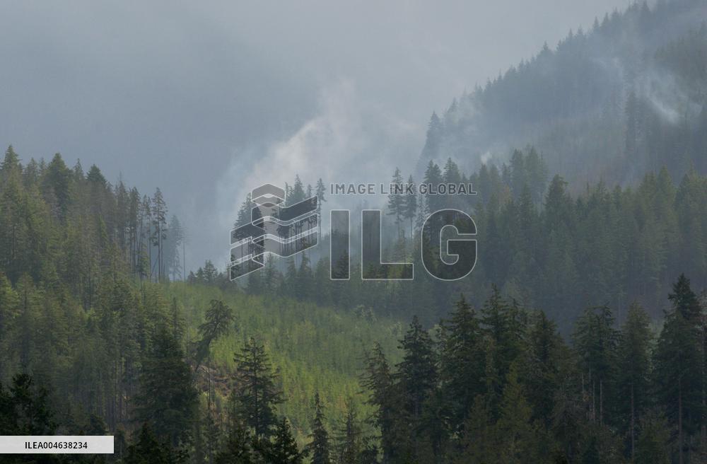 Rain and Smoke from South of Port Alberni - Canada