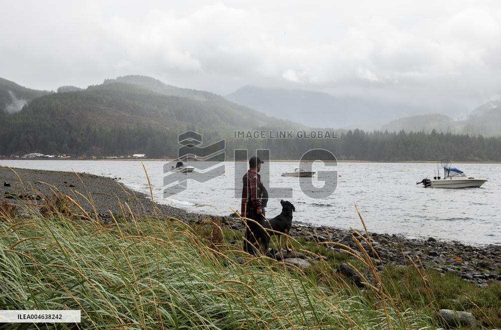 Rain and Smoke from South of Port Alberni - Canada
