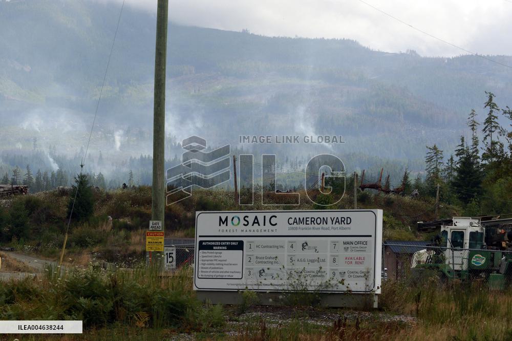 Rain and Smoke from South of Port Alberni - Canada