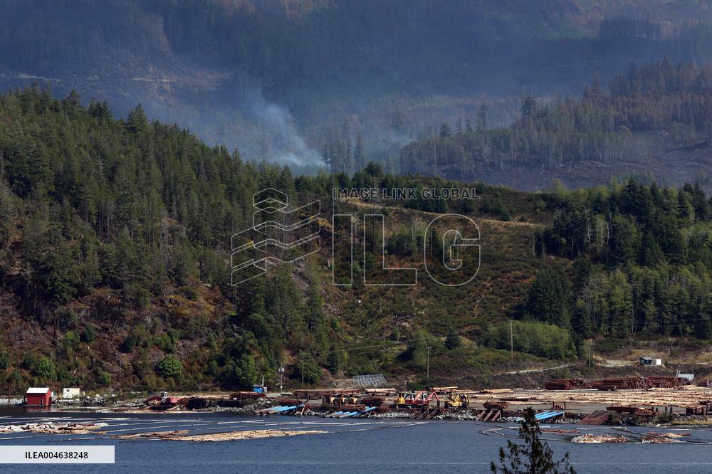 Rain and Smoke from South of Port Alberni - Canada