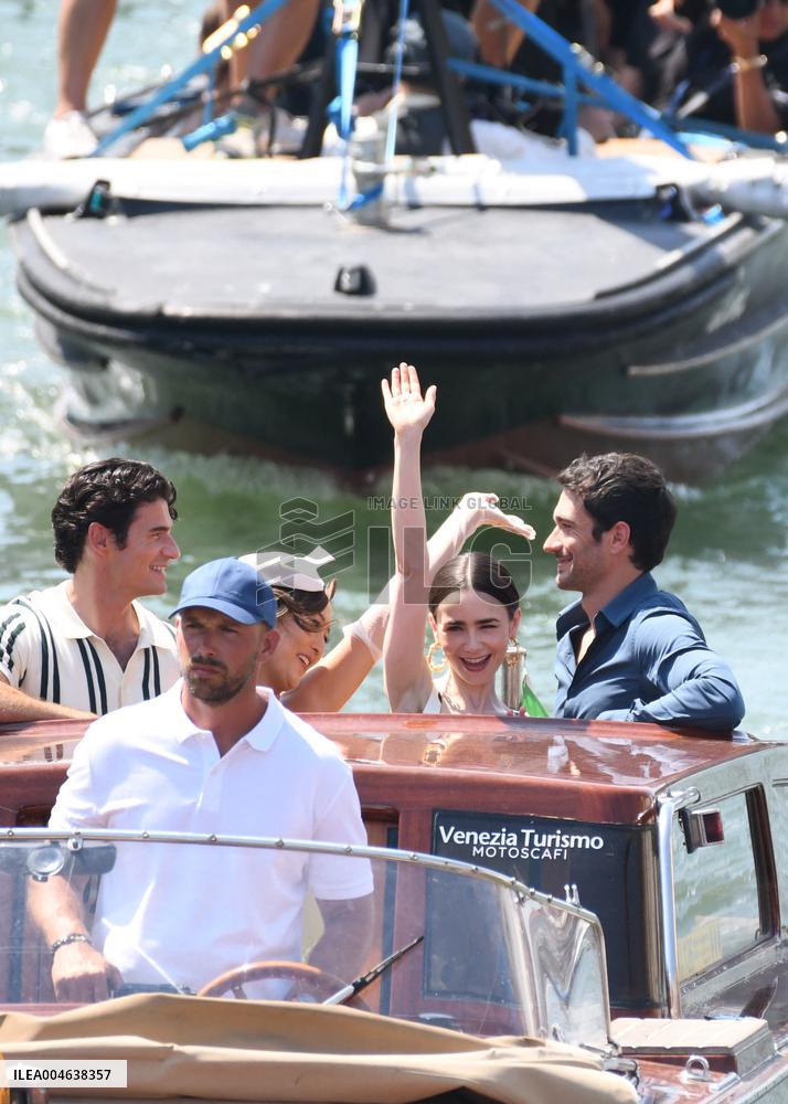 Lily Collins and Cast on Emily in Paris Set in Venice - Italy