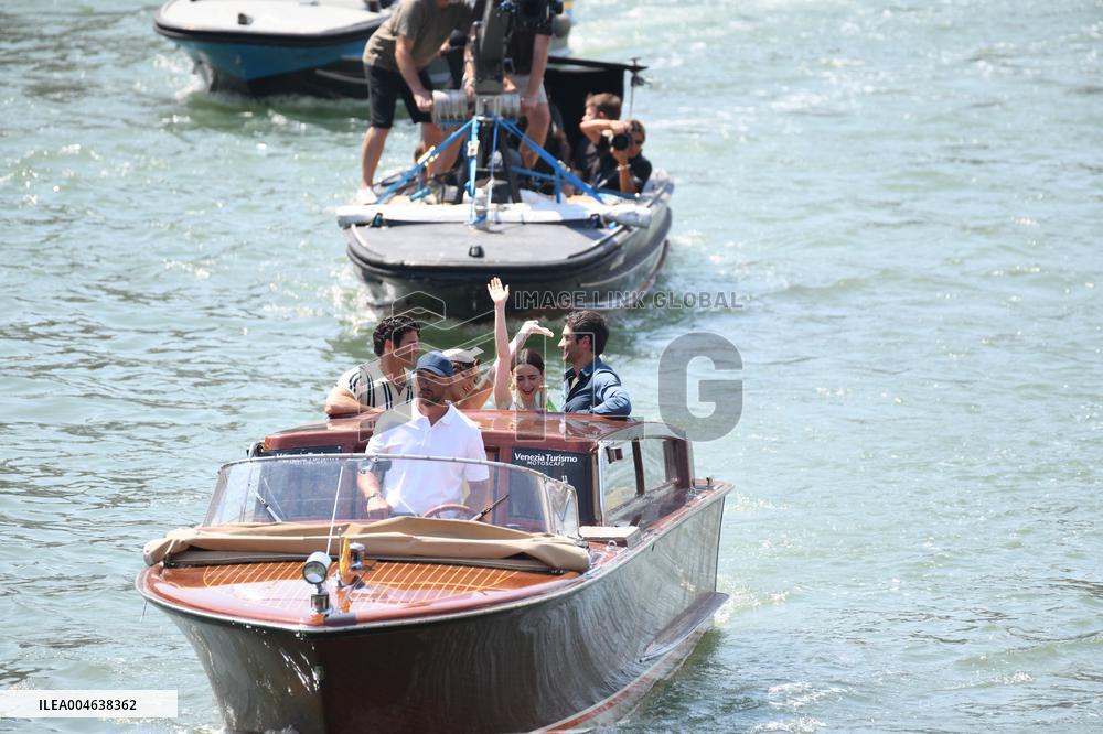 Lily Collins and Cast on Emily in Paris Set in Venice - Italy