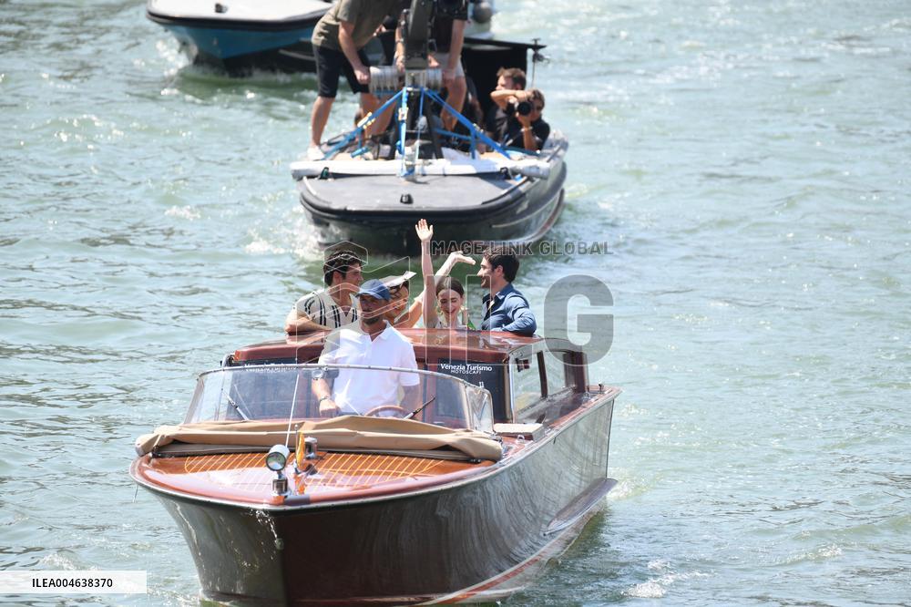 Lily Collins and Cast on Emily in Paris Set in Venice - Italy