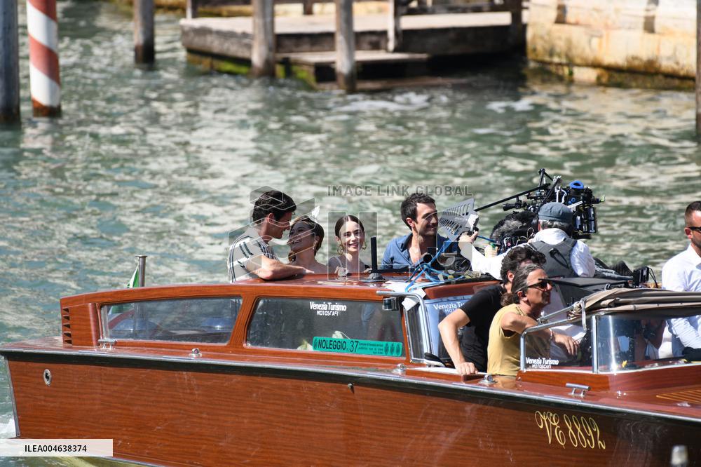Ashley Park and Paul Forman Share a Kiss During Emily in Paris Set - Venice