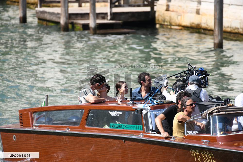Ashley Park and Paul Forman Share a Kiss During Emily in Paris Set - Venice