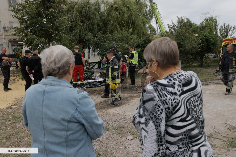Aftermath Of A Russian Drone Attack In Kharkiv - Ukraine