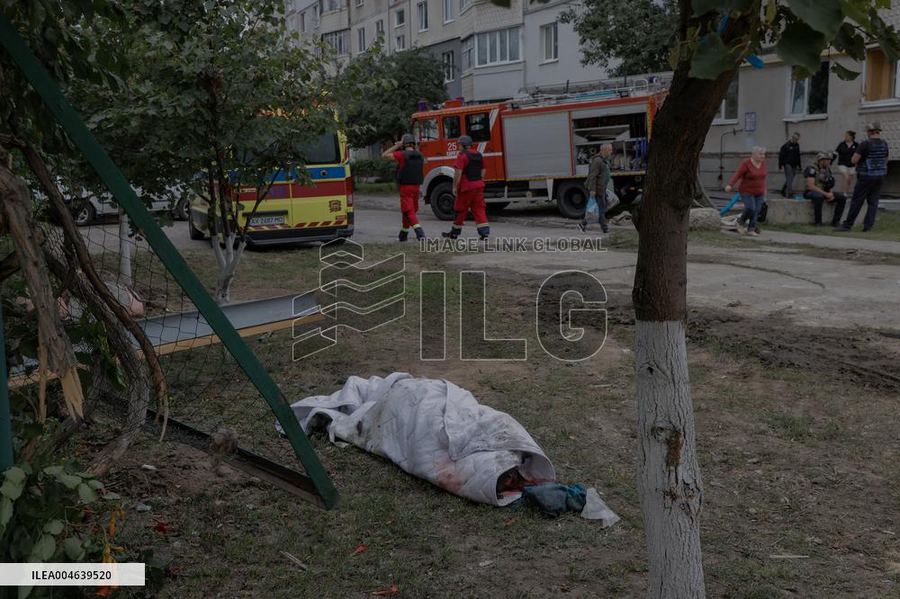 Aftermath Of A Russian Drone Attack In Kharkiv - Ukraine