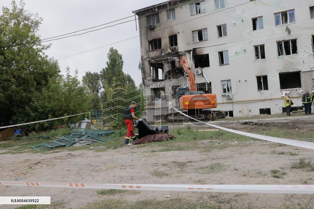 Aftermath Of A Russian Drone Attack In Kharkiv - Ukraine