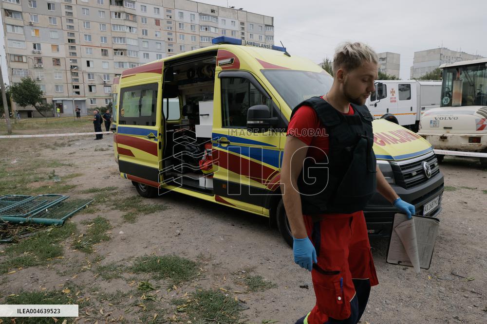 Aftermath Of A Russian Drone Attack In Kharkiv - Ukraine