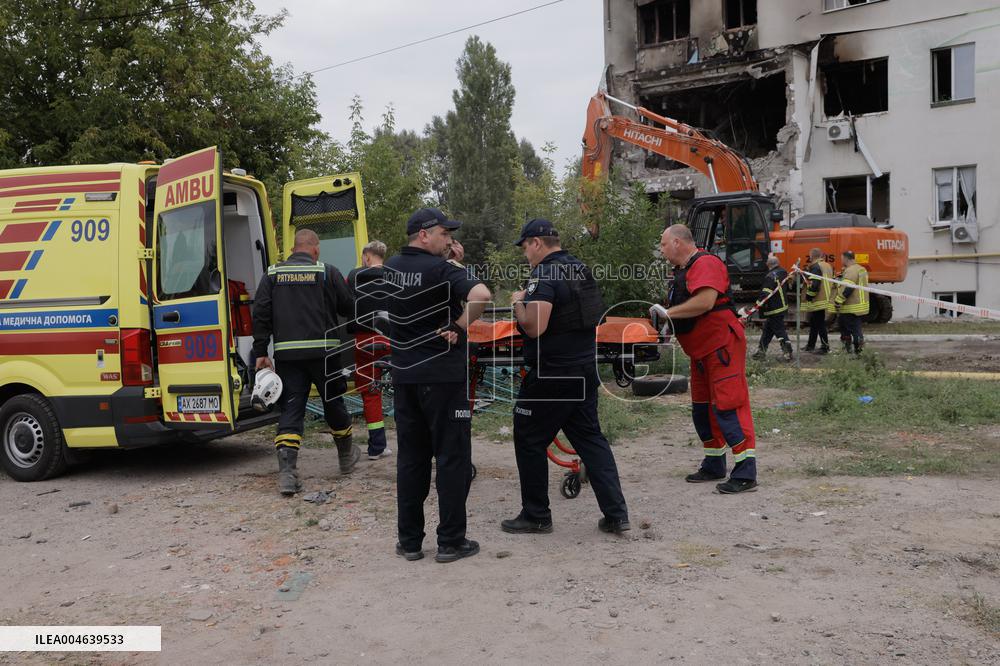 Aftermath Of A Russian Drone Attack In Kharkiv - Ukraine
