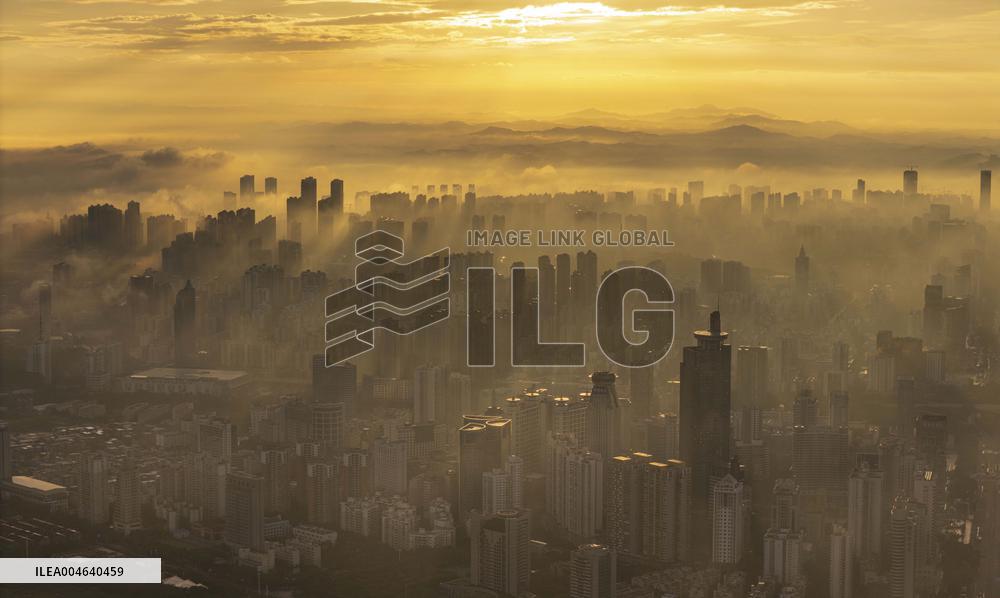 Morning Glow And Ethereal Adveling Fog in Nanjing