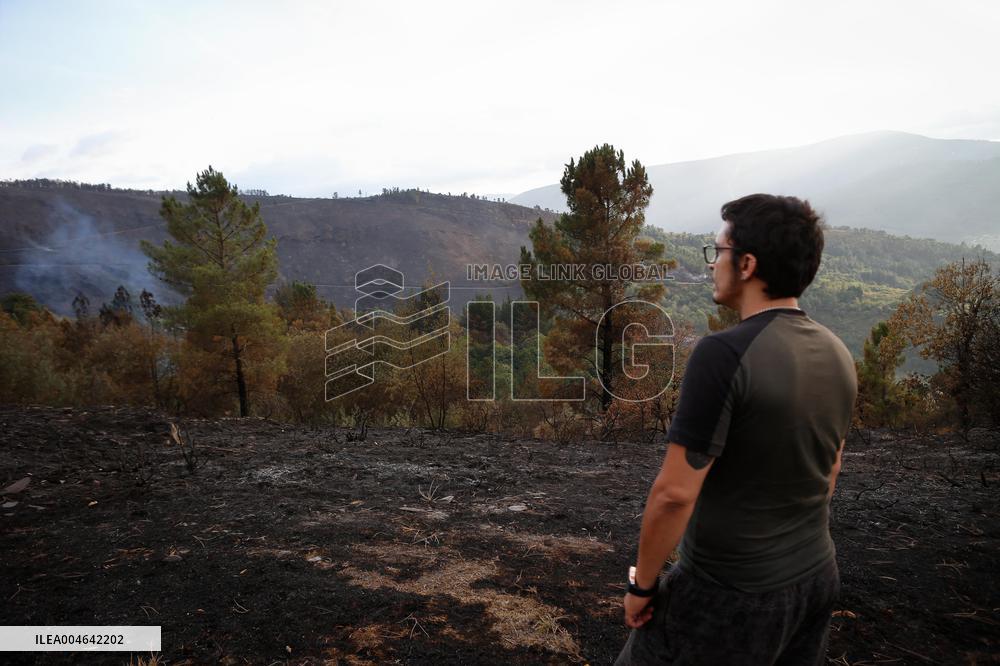 Fire Moves Toward O Courel from Quiroga - Spain