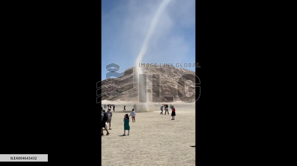 China: Dust Devil Spotted Whirling in Gobi Desert, Haixi