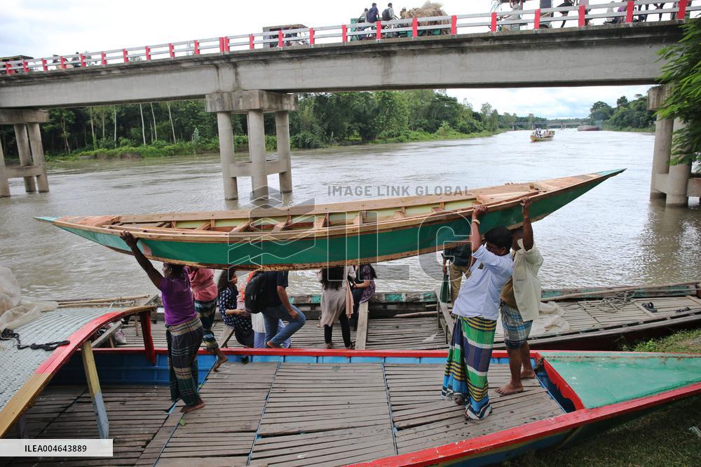 Hand-Made Wooden Boats at A Traditional Market - Bangladesh