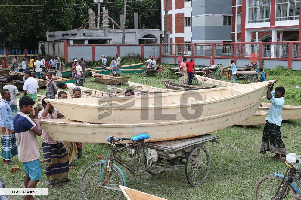 Hand-Made Wooden Boats at A Traditional Market - Bangladesh