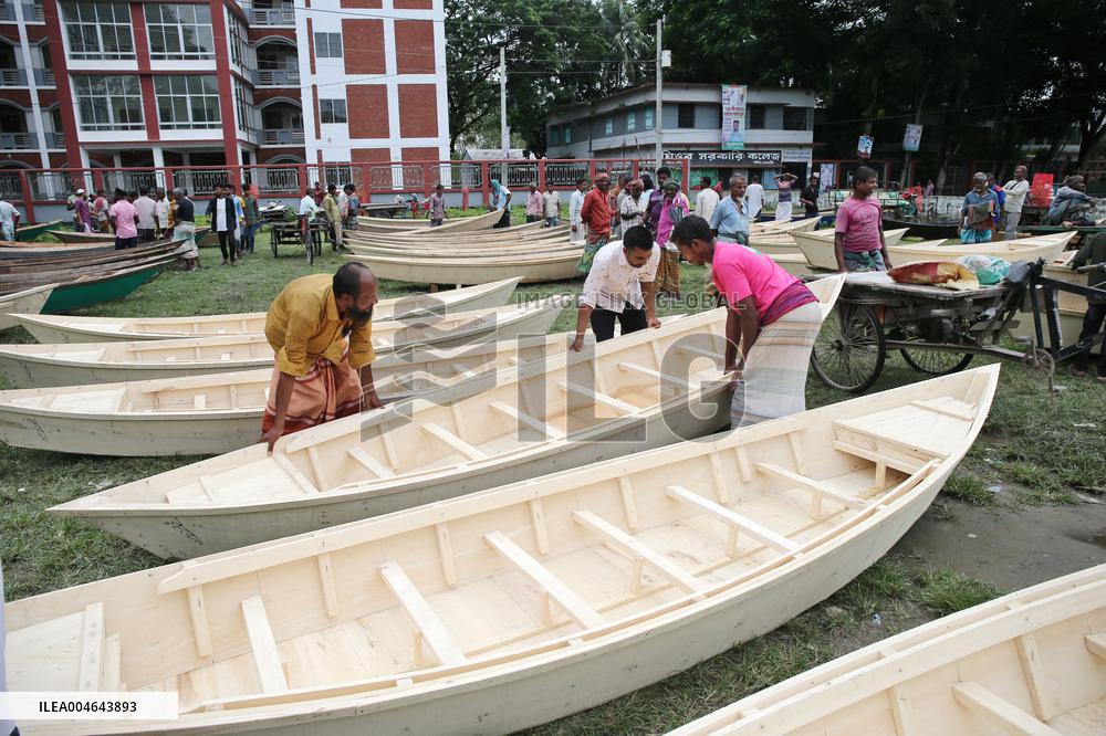 Hand-Made Wooden Boats at A Traditional Market - Bangladesh