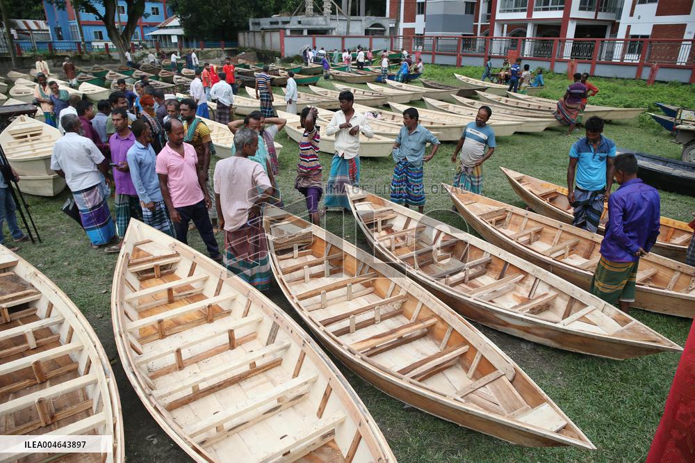 Hand-Made Wooden Boats at A Traditional Market - Bangladesh