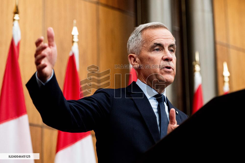 PM Mark Carney During a Press Conference - Ottawa