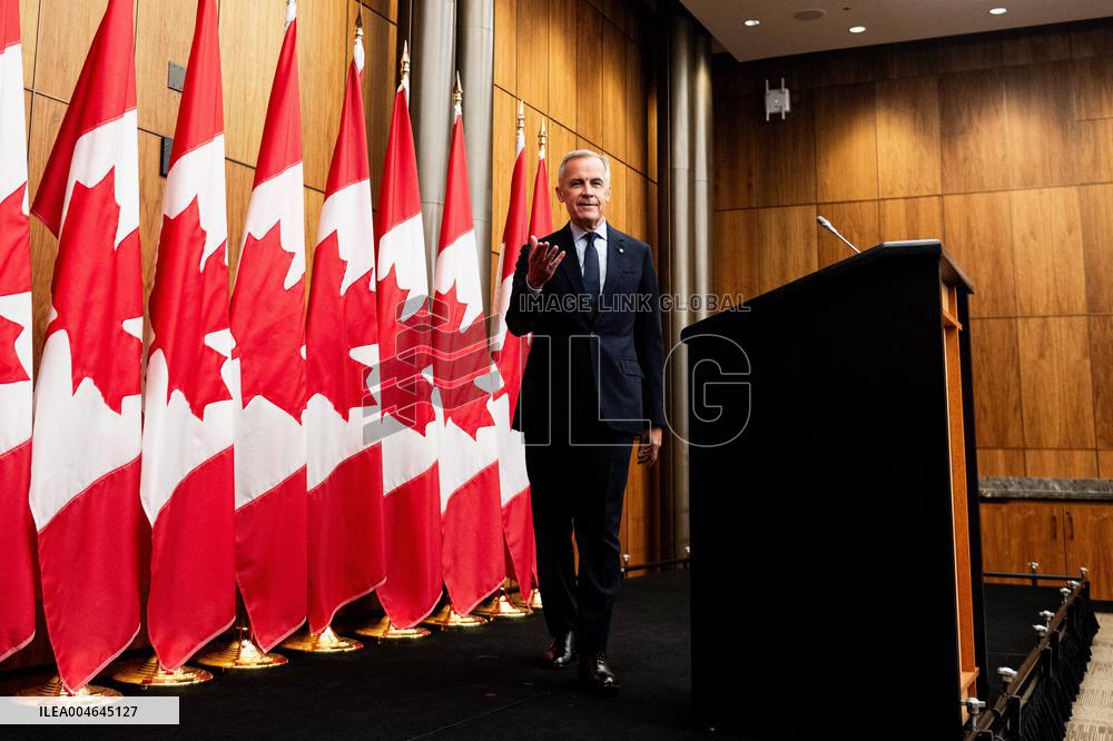 PM Mark Carney During a Press Conference - Ottawa