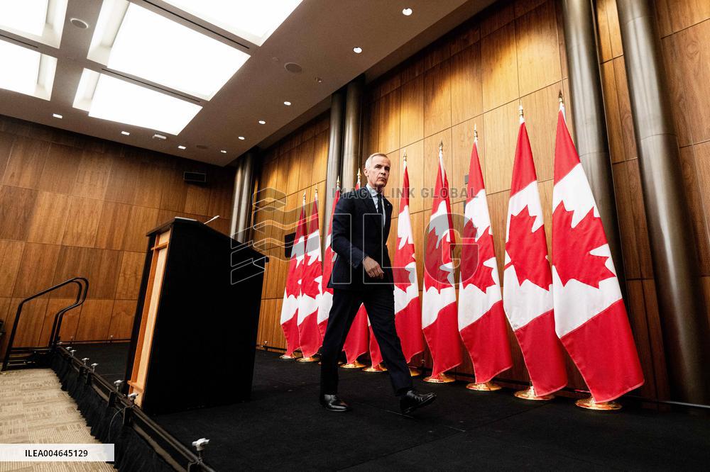 PM Mark Carney During a Press Conference - Ottawa