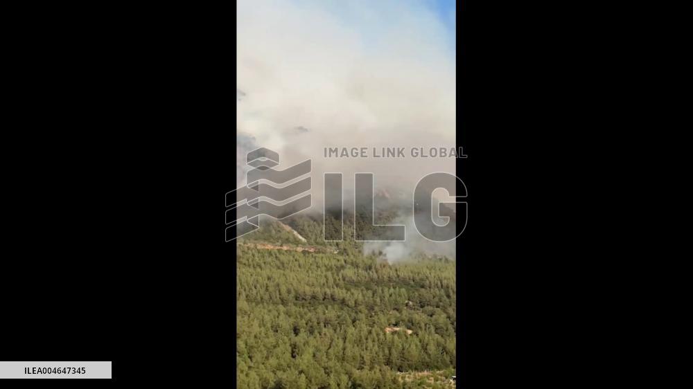 Turkey: Wildfire Breaks Out in Pamukkale, Denizli
