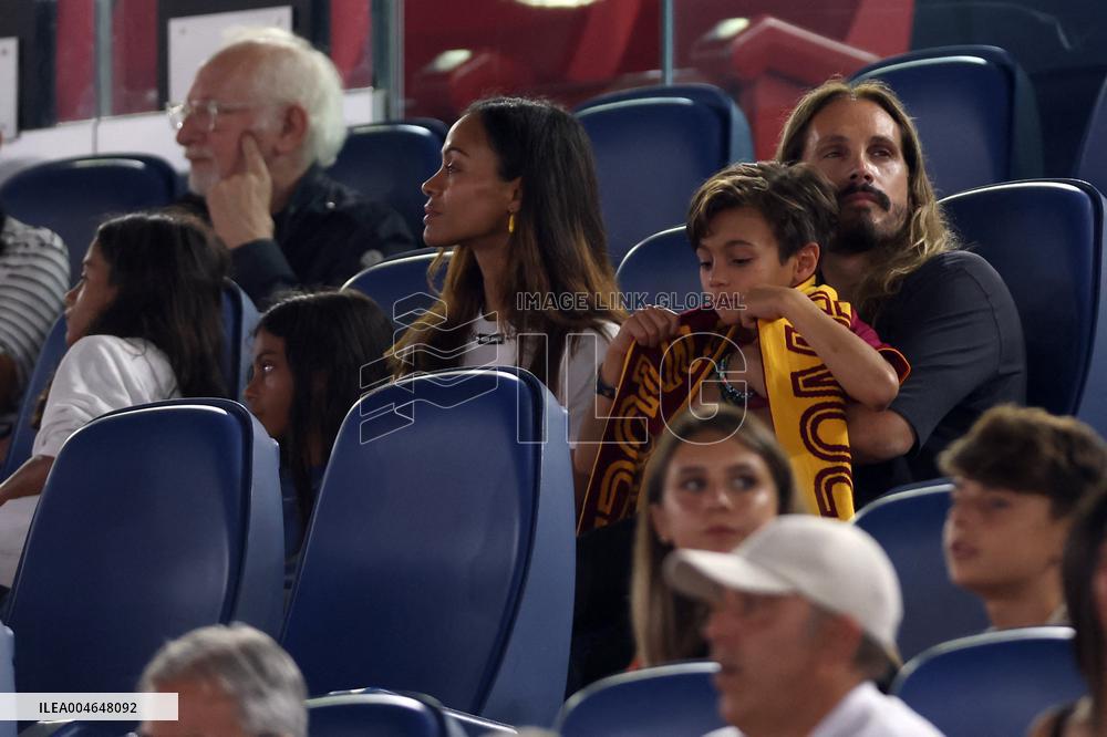 Zoe Saldana And Family Attend AS Roma v Bologna FC - Rome