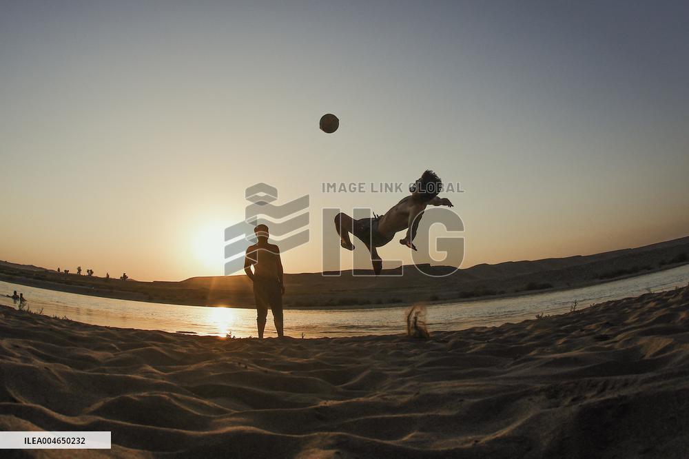 Young Iraqis Swim In The River - Erbil