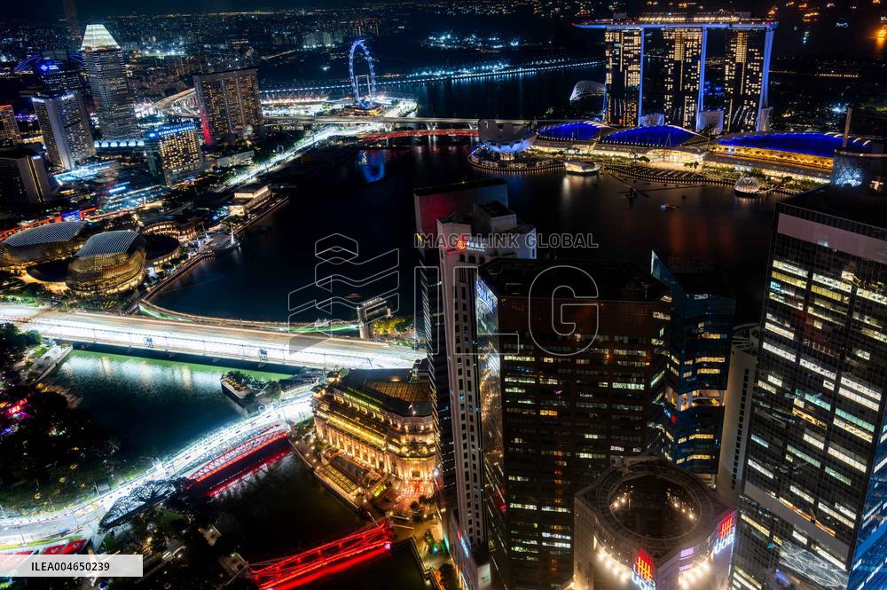 Aerial View of The Marina Bay Street Circuit - Singapore