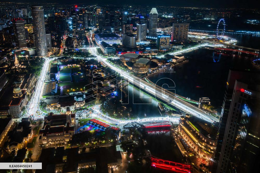 Aerial View of The Marina Bay Street Circuit - Singapore