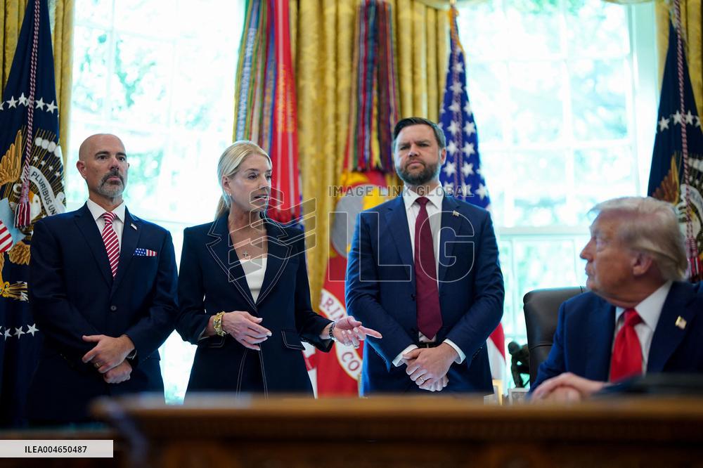White House - Trump Signing Executive Order in The Oval Office