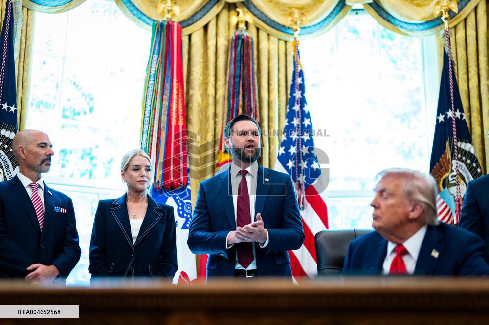 Trump Signs Executive Order In Oval Office - DC